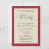 Tandem Bicycle Couple's Bridal Shower Invitation Kaart (Voorkant)