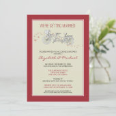 Tandem Bicycle Couple's Bridal Shower Invitation Kaart (Staand voorkant)