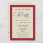 Tandem Bicycle Couple's Bridal Shower Invitation Kaart (Voorkant / Achterkant)