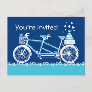 Tandem Bicycle Custom Aqua Invitation Briefkaart