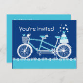 Tandem Bicycle Custom Aqua Invitation Briefkaart (Voorkant / Achterkant)