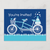 Tandem Bicycle Custom Aqua Invitation Briefkaart (Voorkant)