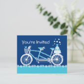 Tandem Bicycle Custom Aqua Invitation Briefkaart (Staand voorkant)