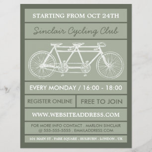 Tandem Bicycle, Cycling Club Adverteren Flyer