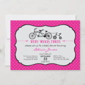 Tandem Bicycle Girl Baby shower Invitation Kaart (Voorkant)
