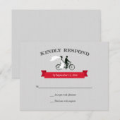 Tandem Bicycle Gray Wedding RSVP Kaartje (Voorkant / Achterkant)