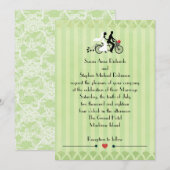 Tandem Bicycle Green Stripe en Lace Kaart (Voorkant / Achterkant)