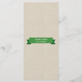Tandem Bicycle Green Wedding Menu Faux Linen (Achterkant)
