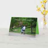 Tandem Bicycle Happy Jubileum Card Kaart (Gele Bloem)