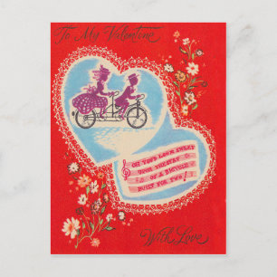 Tandem Bicycle Heart Flower Valentijn Feestdagenkaart