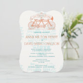  Tandem Bicycle Hearts Typography Wedding Kaart (Staand voorkant)