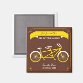 Tandem Bicycle Modern Wedding Brown Bewaar de datu Magneet (Voorkant / Achterkant)