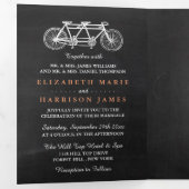 Tandem Bicycle on Chalkboard Wedding Suite Drieluik Uitnodiging (Binnenzijde eerst)