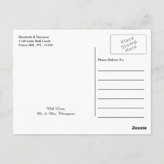 Tandem Bicycle op Chalkboard Weddenschap Dank je Briefkaart (Achterkant)