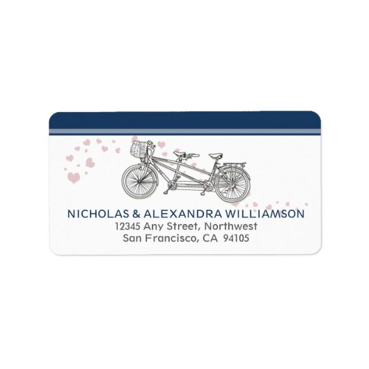 Tandem Bicycle Return Address Labels (marine) (Voorkant)