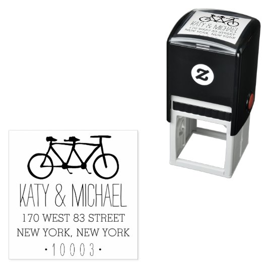 Tandem Bicycle Return-adresstempel Zelfinktende Stempel (In situ)