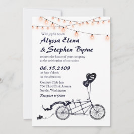Tandem Bicycle Romantic Casual huwelijksuitnodigin Kaart