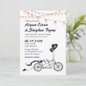 Tandem Bicycle Romantic Casual huwelijksuitnodigin Kaart (Staand voorkant)