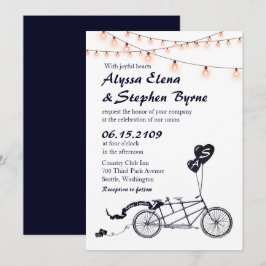 Tandem Bicycle Romantic Casual huwelijksuitnodigin Kaart