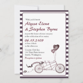 Tandem Bicycle Romantic Casual huwelijksuitnodigin Kaart