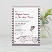 Tandem Bicycle Romantic Casual huwelijksuitnodigin Kaart (Staand voorkant)