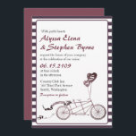 Tandem Bicycle Romantic Casual huwelijksuitnodigin Kaart<br><div class="desc">Een tandemfiets met twee hartvormige ballonnen voor de initialen van een paar, blikblikken en een spandoek zeggen "Samen uitrusten", gedecoreerd door een gestreept lijst, om een eenvoudige moderne aanraking toe te voegen, perfect voor je casual buitenbruiloft. Alle tekst kan worden gewijzigd. Als u het in een andere kleur nodig hebt...</div>