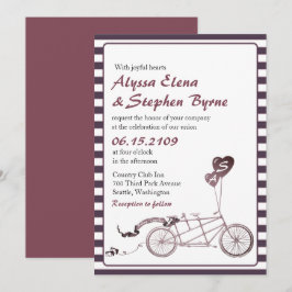 Tandem Bicycle Romantic Casual huwelijksuitnodigin Kaart