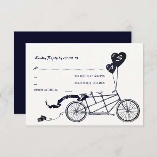 Tandem Bicycle Romantic Casual Wedding RSVP (Voorkant / Achterkant)