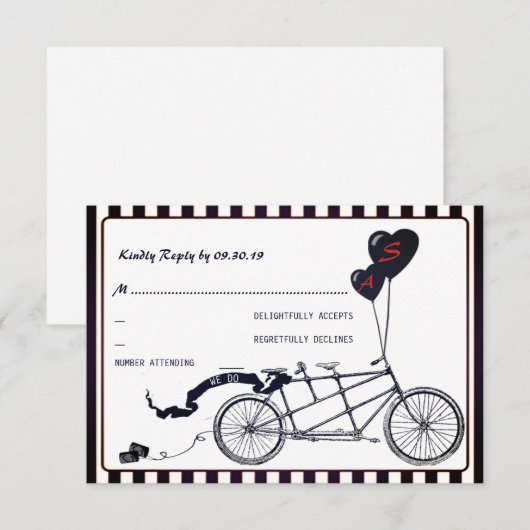 Tandem Bicycle Romantic Casual Wedding RSVP (Voorkant / Achterkant)