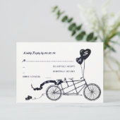Tandem Bicycle Romantic Casual Wedding RSVP Kaartje (Staand voorkant)