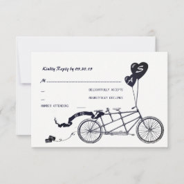 Tandem Bicycle Romantic Casual Wedding RSVP Kaartje