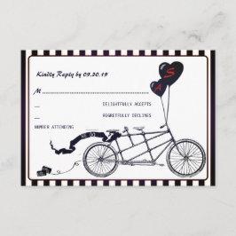 Tandem Bicycle Romantic Casual Wedding RSVP Kaartje