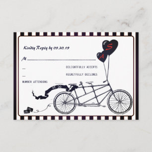 Tandem Bicycle Romantic Casual Wedding RSVP Kaartje
