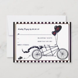 Tandem Bicycle Romantic Casual Wedding RSVP Kaartje