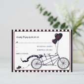 Tandem Bicycle Romantic Casual Wedding RSVP Kaartje (Staand voorkant)