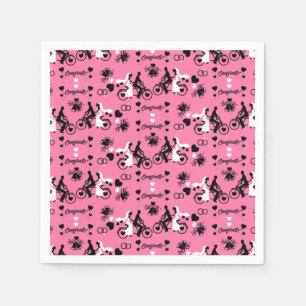 Tandem Bicycle Romantische bruiloft en Verloving Servet