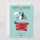 Tandem Bicycle Save the Date Cards (Voorkant)