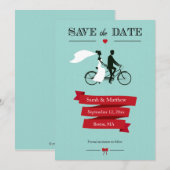 Tandem Bicycle Save the Date Cards (Voorkant / Achterkant)