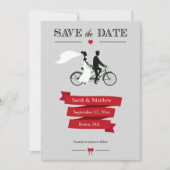 Tandem Bicycle Save the Date Cards (Voorkant)