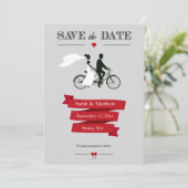 Tandem Bicycle Save the Date Cards (Staand voorkant)