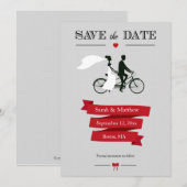 Tandem Bicycle Save the Date Cards (Voorkant / Achterkant)