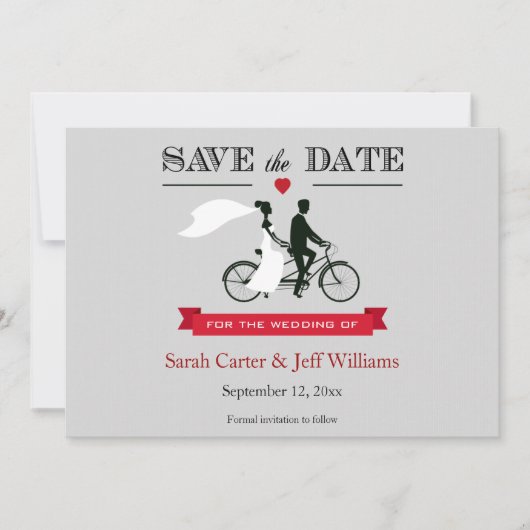 Tandem Bicycle Save the Date Cards (Voorkant)