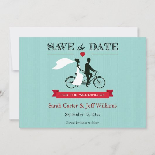 Tandem Bicycle Save the Date Cards (Voorkant)