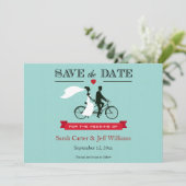 Tandem Bicycle Save the Date Cards (Staand voorkant)