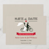 Tandem Bicycle Save the Date Cards (Voorkant / Achterkant)