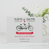 Tandem Bicycle Save the Date Cards (Staand voorkant)