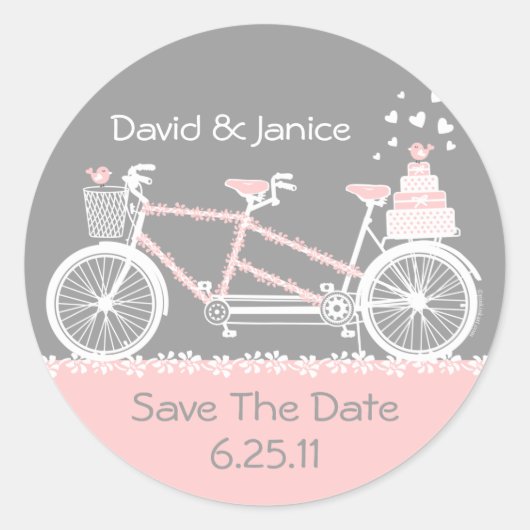 Tandem Bicycle Sla de datum Sticker (Voorkant)