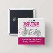 Tandem Bicycle "Team Bride" Bridal Party Button (Voorkant /achterkant)