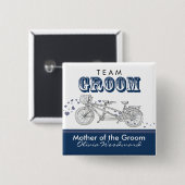 Tandem Bicycle "Team Groom" Bridal Party Button (Voorkant /achterkant)