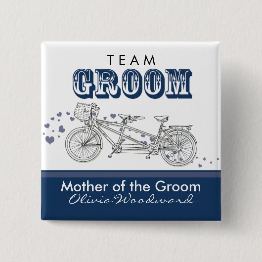 Tandem Bicycle "Team Groom" Bridal Party Button (Voorkant)